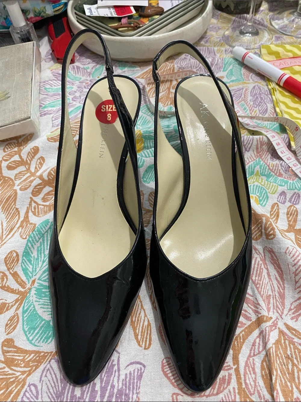 Real Patent Leather Slingback Heels. Size 8. Worn once. Leathe insole and bottom